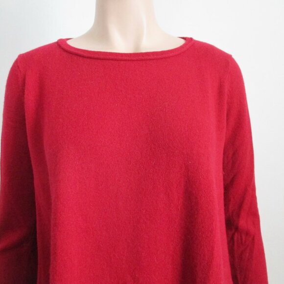 Cashmere Sweater Elfen Style Cranberry Red 3/4 Sleeves Size M - Picture 3 of 9